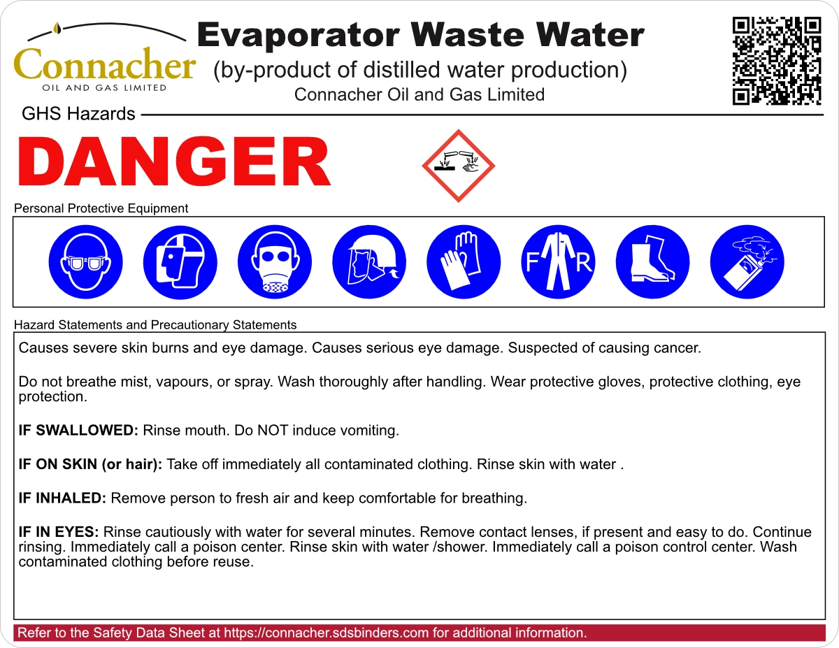 Customer WHMIS label printed from an approved SDS